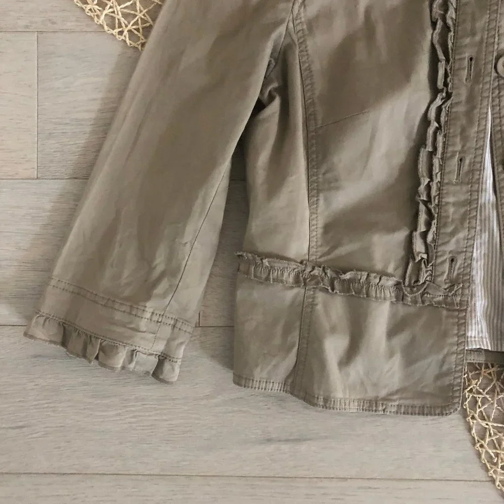 LOFT Tan Ruffle Trim Jacket - Picture 4 of 10